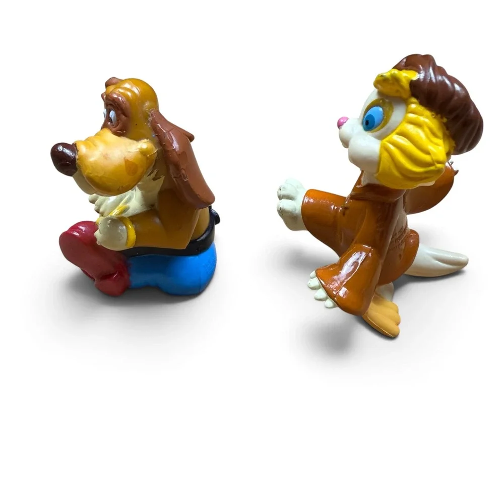 Vintage 1992 Rock-A-Doodle PVC Figures Patou Dog & Edmond Cat Goldcrest DQ toy